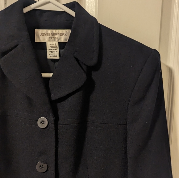 Jones New York Black 100% Worsted Wool Blazer Jacket (Size 6) - Picture 7 of 12